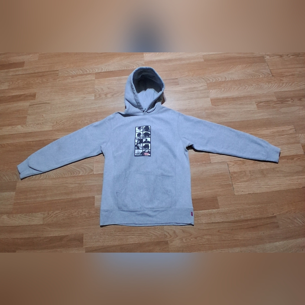 Supreme Grey Hoodie with Red Logo Tag Sz. L